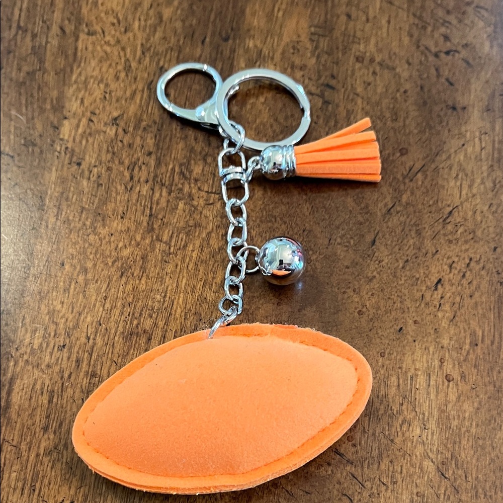Orange Rhinestone Football Keychain - Picture 2 of 3